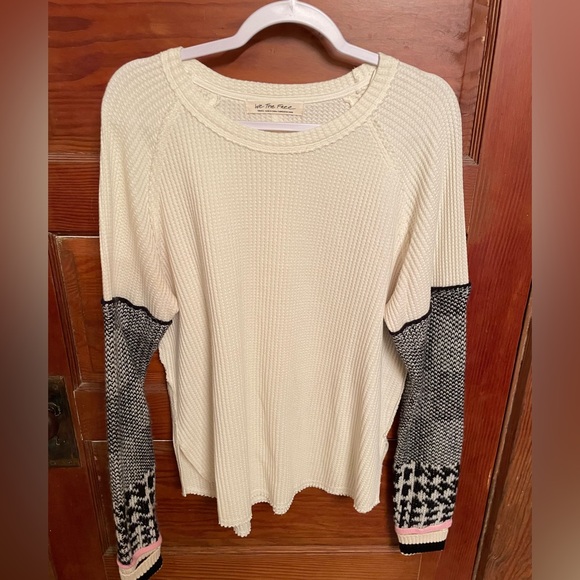 We The Free Cream Textured Top Free People Mod About You Cuff Raglan Top - Picture 4 of 10
